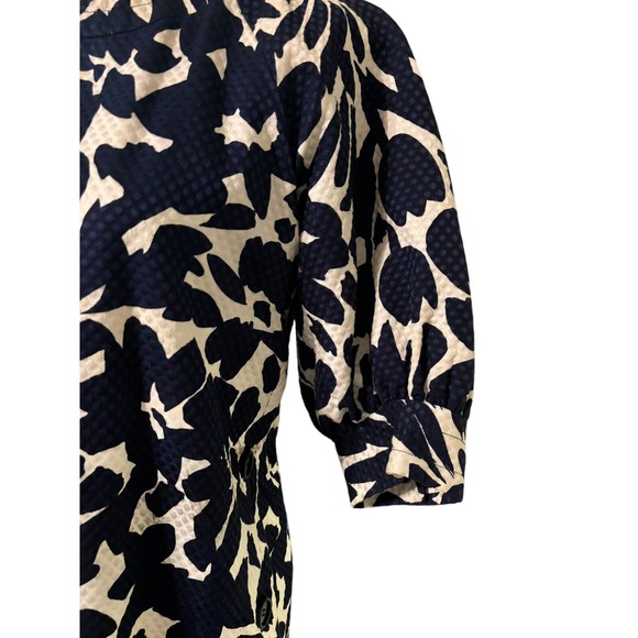 Vintage GIVENCHY 80s Blue White Floral Dress Button Detail Made In France - Picture 6 of 11